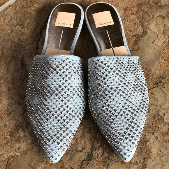 🍃💕NIB Dolce Vita Studded Denim Slide Mules - Picture 4 of 8